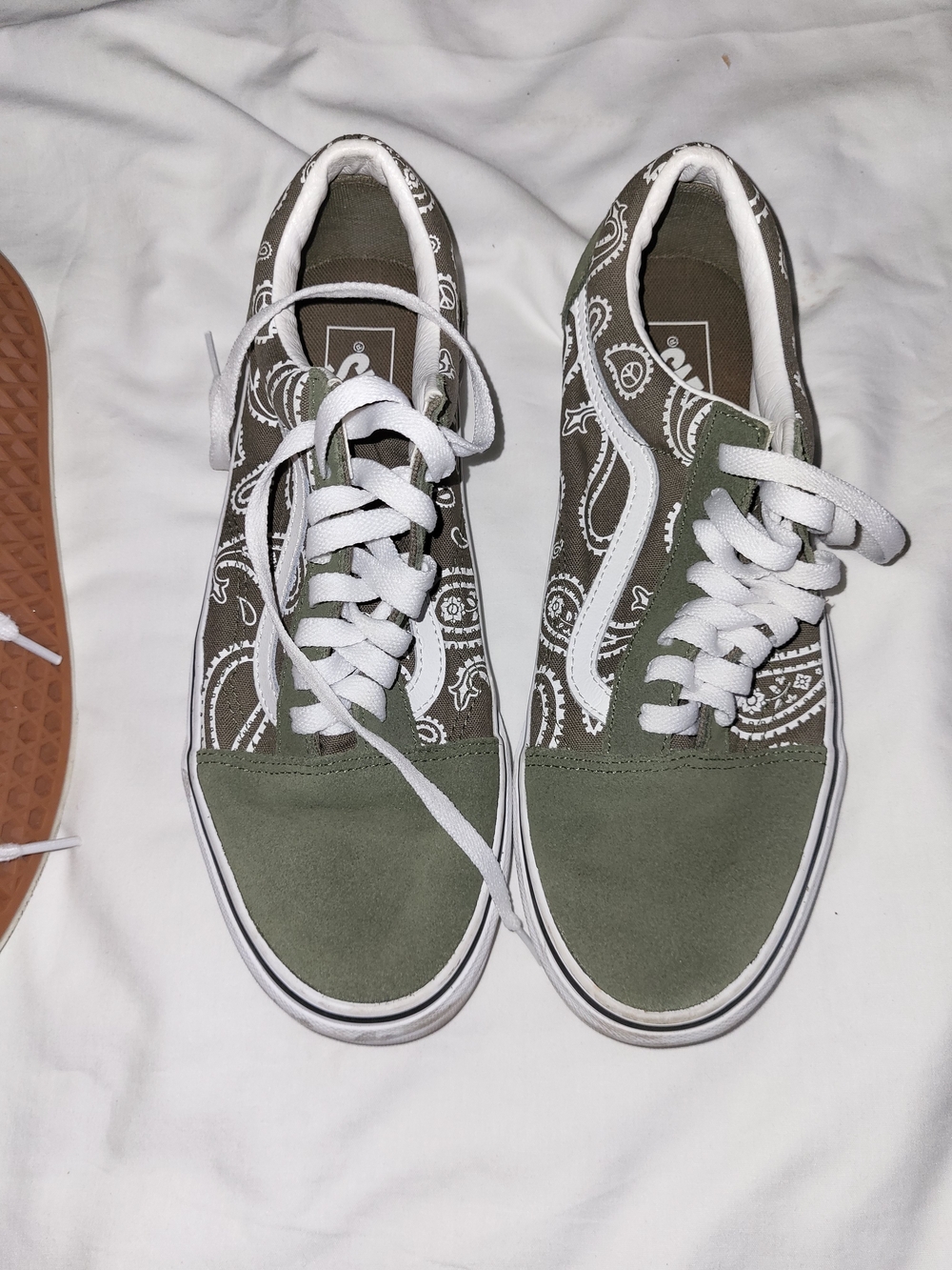 Vans Old Skool Olive Green Paisley Skate Shoes